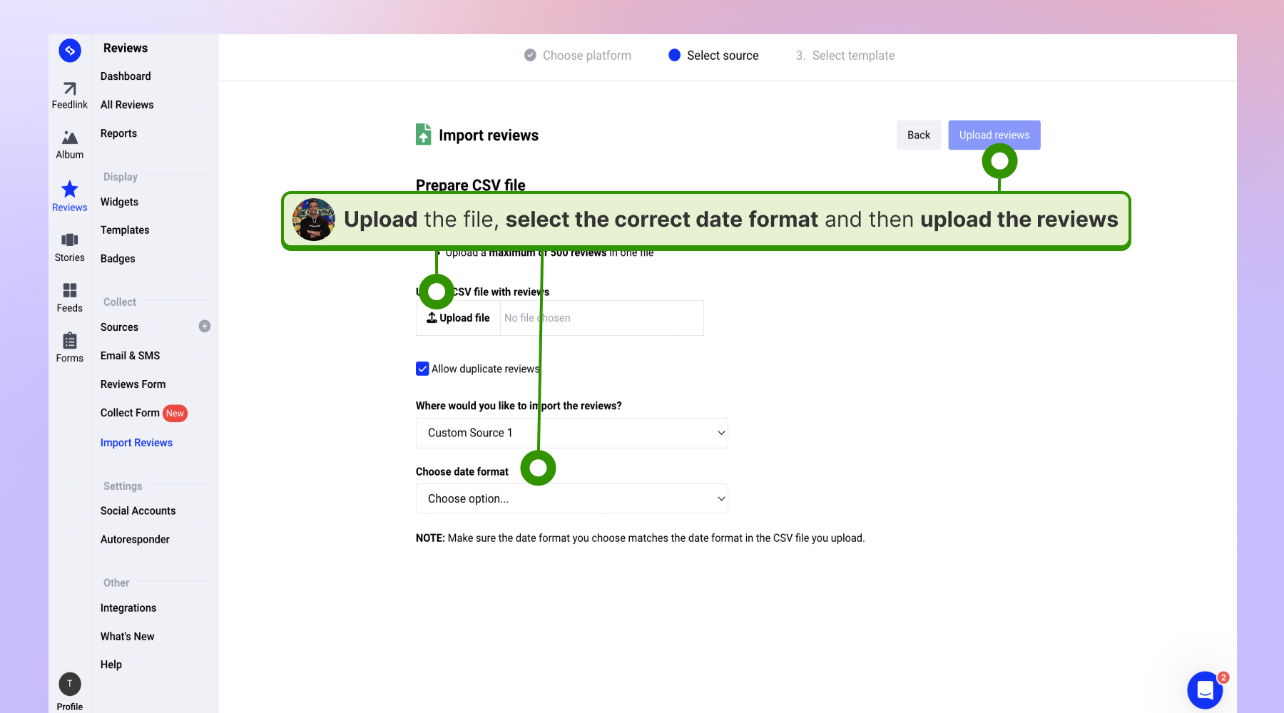 Uploading your reviews
